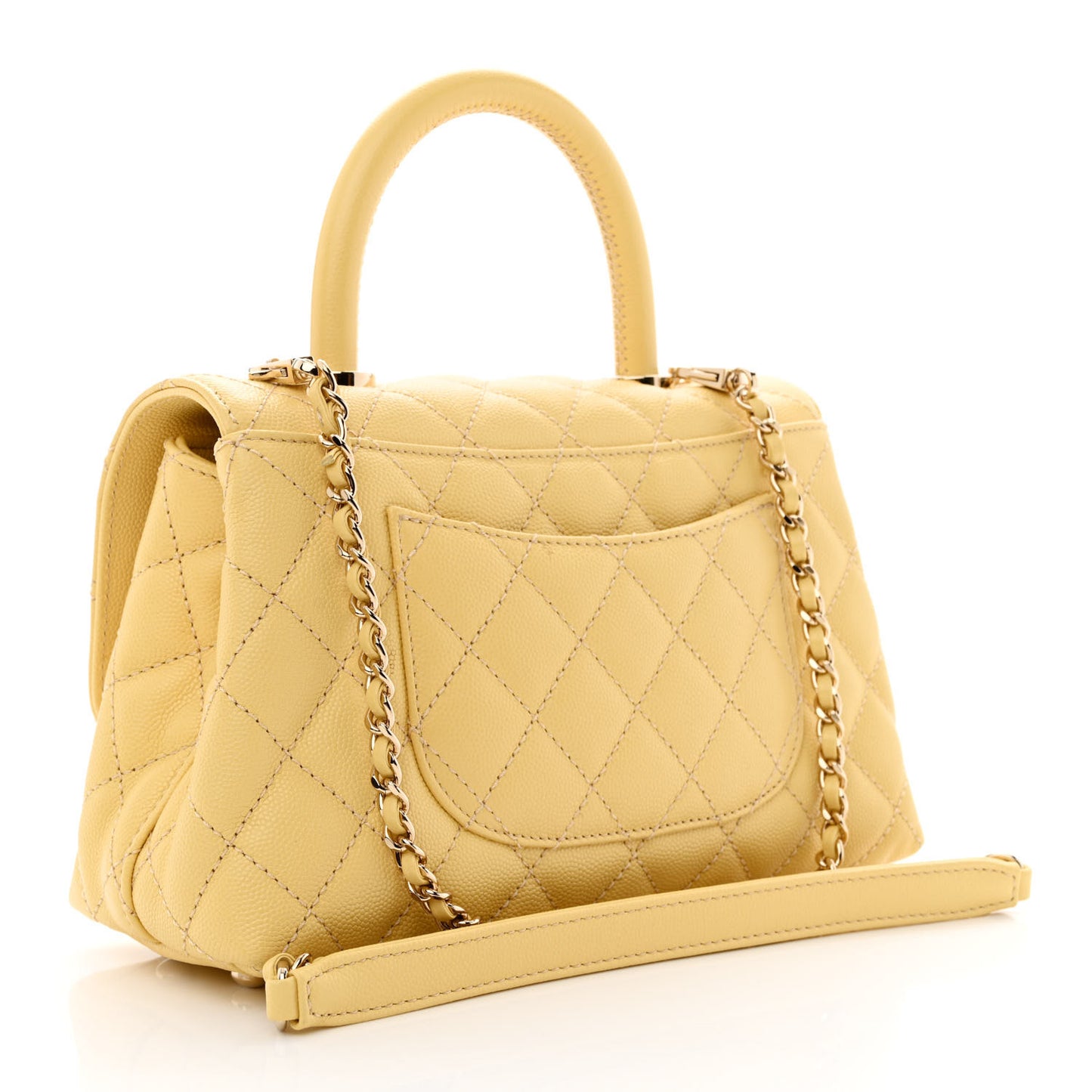 Caviar Quilted Mini Coco Handle Flap Yellow