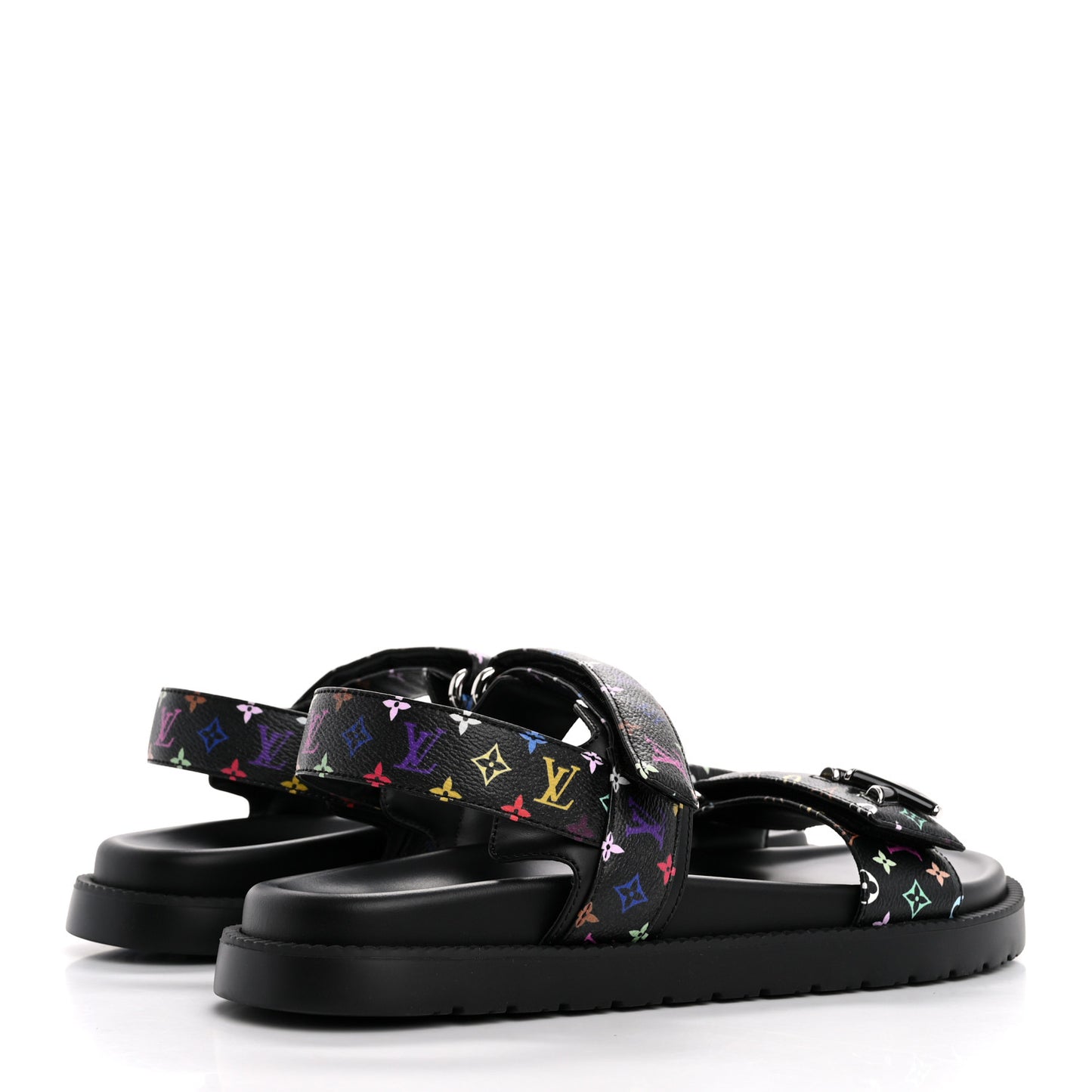 LV X TM Monogram Multicolor Sunset Flat Sandals 40 Black
