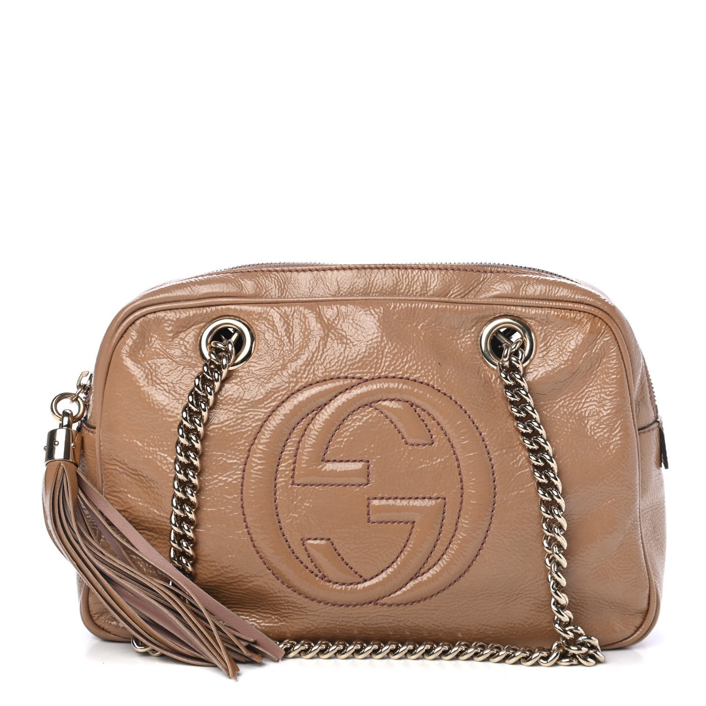 Soft Patent Small Soho Bowler Dark Cipria
