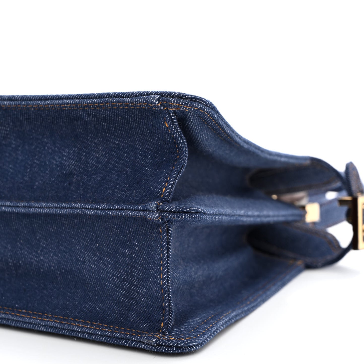 Denim Fabric Jacquard Cuoio FF 1974 Medium Peekaboo I SEE U Satchel Blue Tobacco Moro