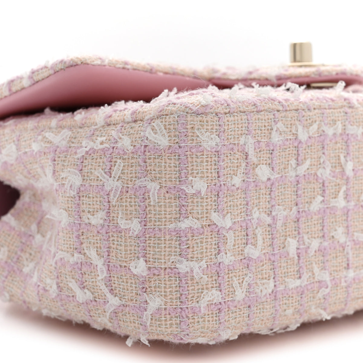 Chanel Tweed Quilted Mini Top Handle Rectangular Flap Light Pink 9 of 10