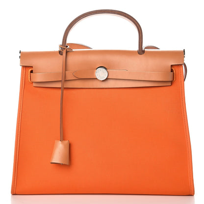 Hermes Vache Hunter Toile Herbag Zip 31 PM Orange 5 of 11