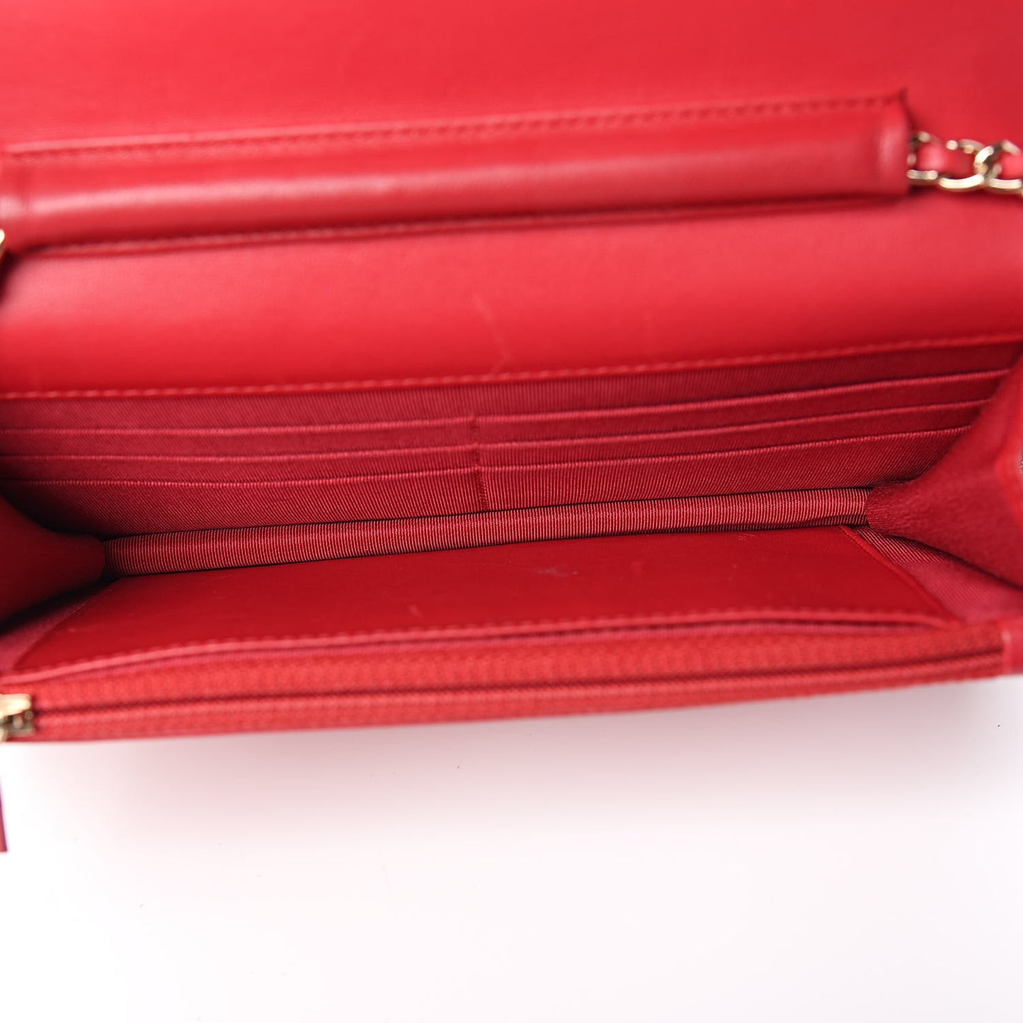 Lambskin Quilted Wallet On Chain WOC Red