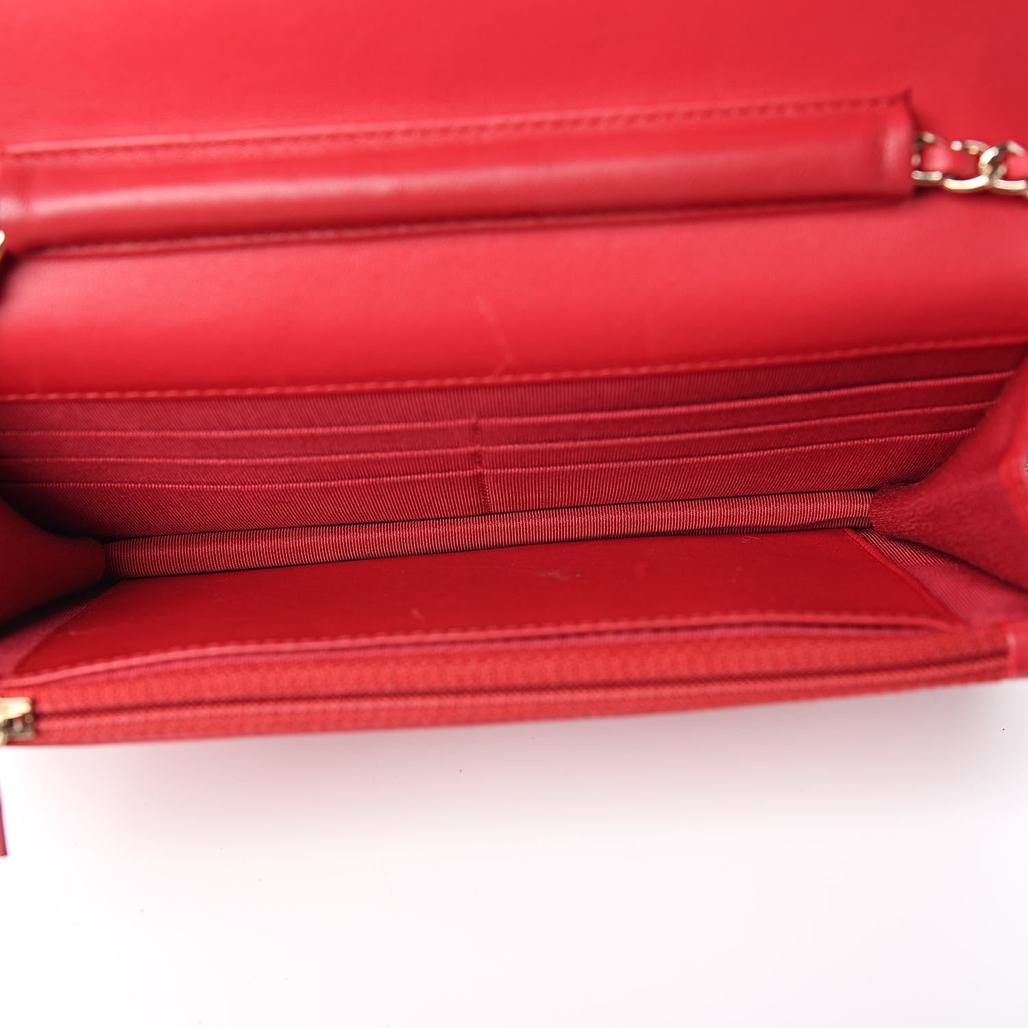 Chanel Lambskin Quilted Wallet On Chain WOC Red 5 of 12
