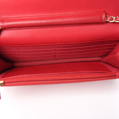 Chanel Lambskin Quilted Wallet On Chain WOC Red 5 of 12