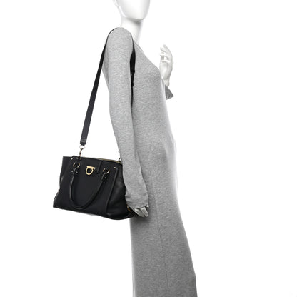 Salvatore Ferragamo Calfskin Trifolio Shopping Tote Black 2 of 10