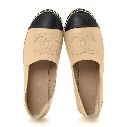 Chanel Lambskin CC Espadrilles 37 Beige Black 2 of 10
