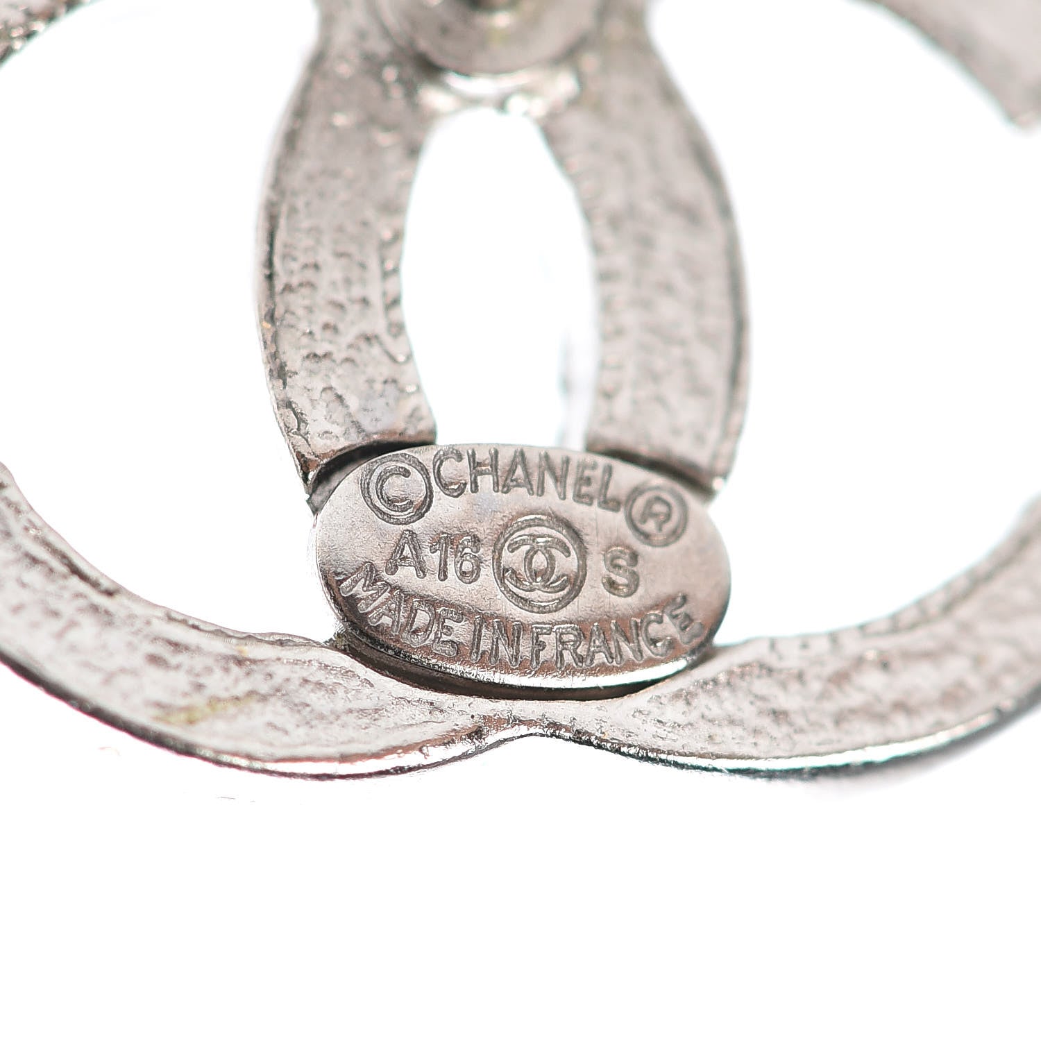 Chanel Crystal Textured CC Earrings Silver Grey 3 of 5