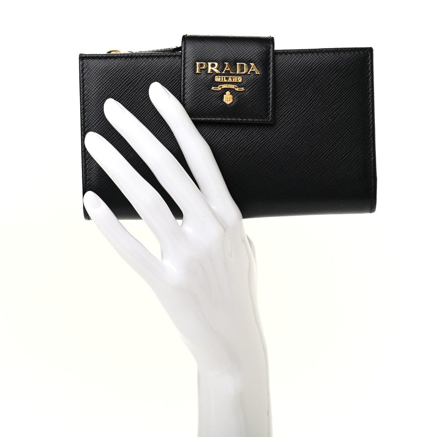 Saffiano Metal Tab Wallet Black