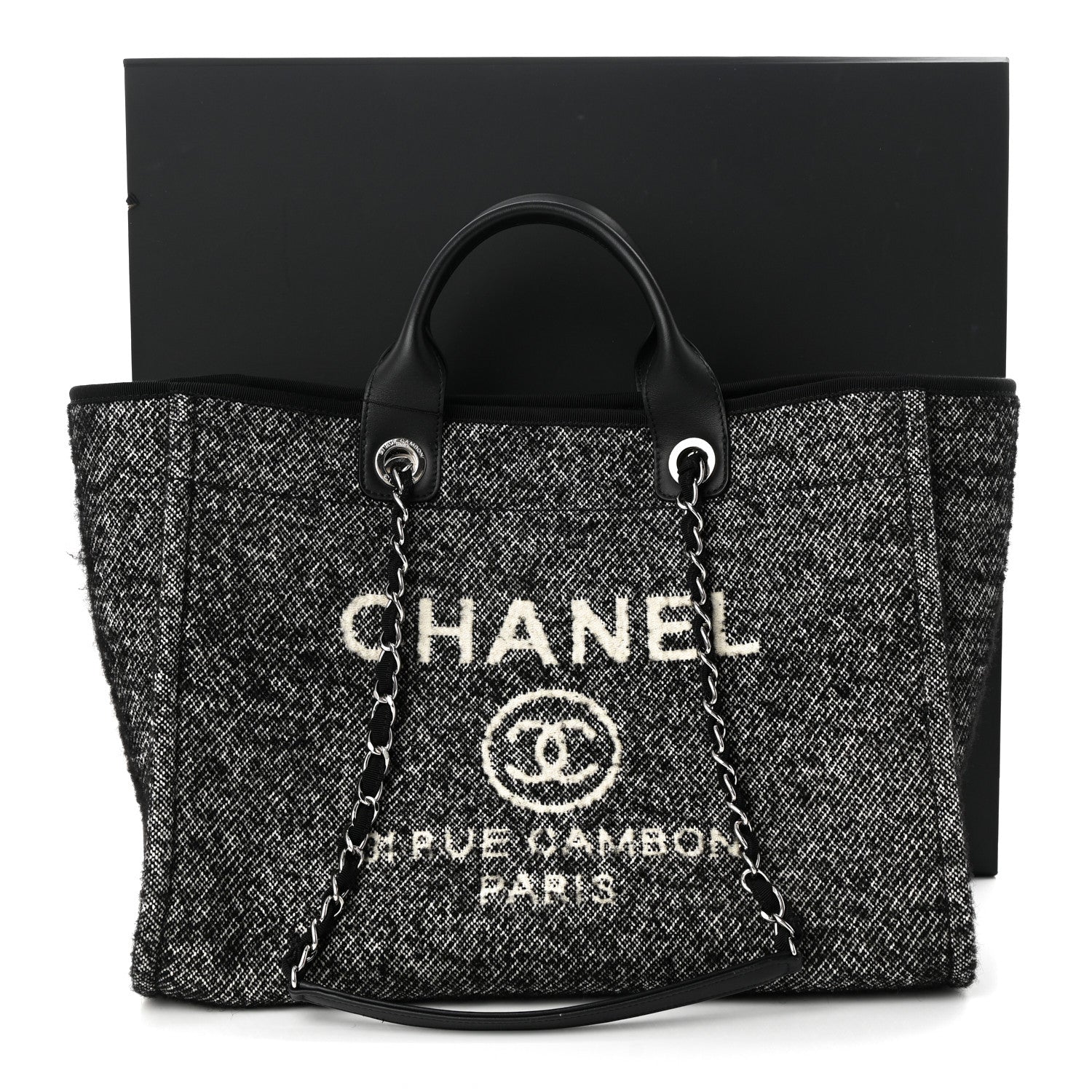 Chanel Mixed Fibers Calfskin Medium Deauville Tote Black 12 of 12