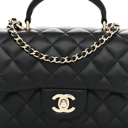 Chanel Lambskin Quilted Mini Top Handle Rectangular Flap Black 7 of 10