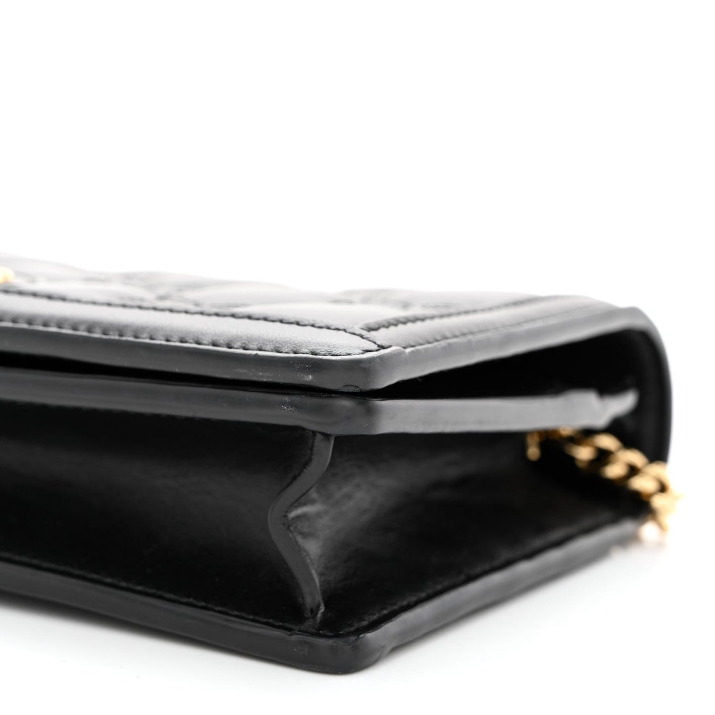 Calfskin GG Matelasse Chain Wallet Black