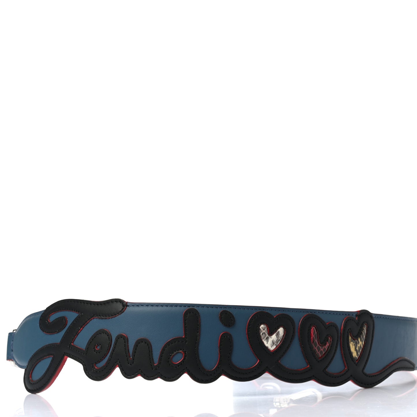 Vitello Century Elaphe Open Your Heart Bi-Color Strap You Balena Black