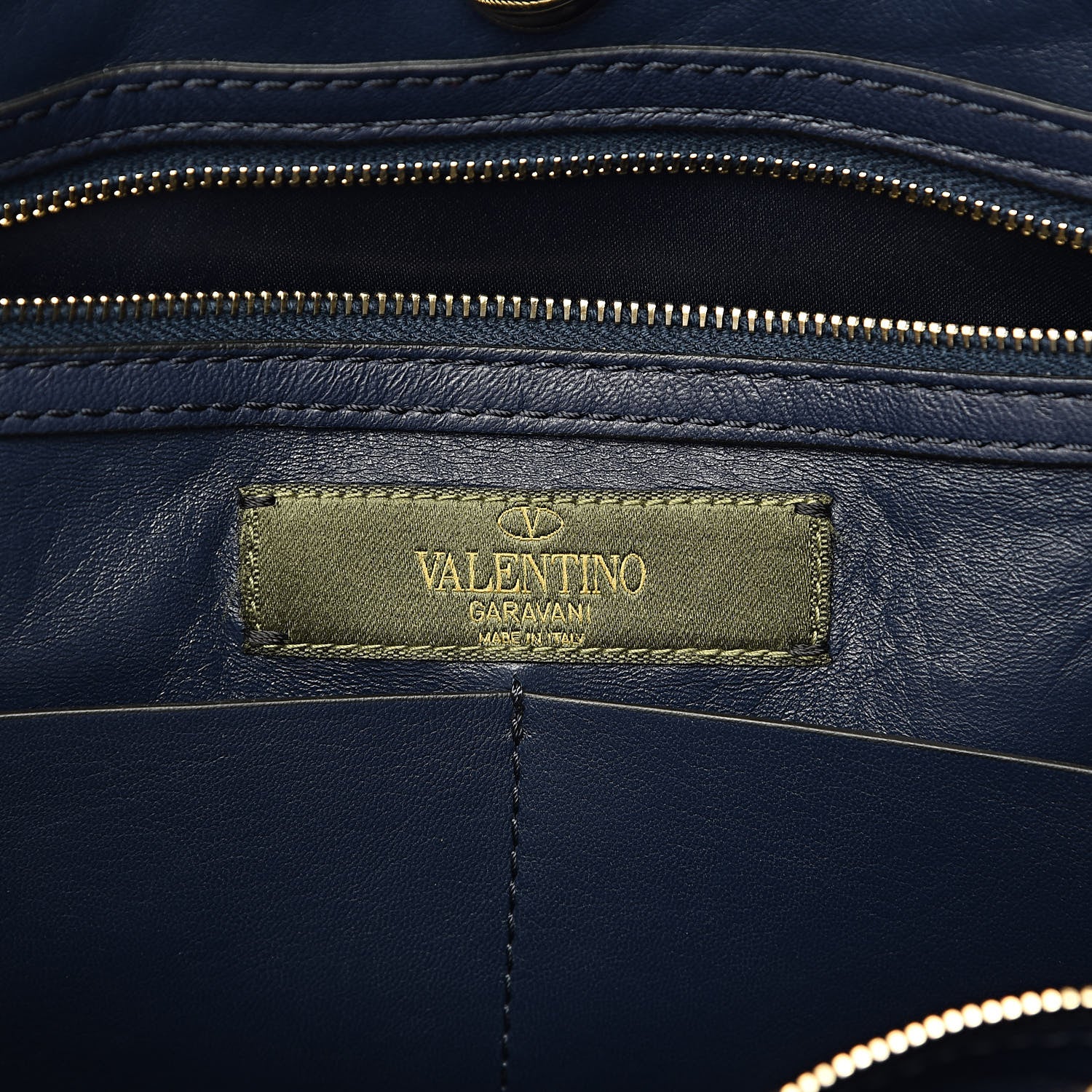 Valentino Garavani Nappa Canvas Camo Medium Rockstud Soft Tote Navy Blue 6 of 12