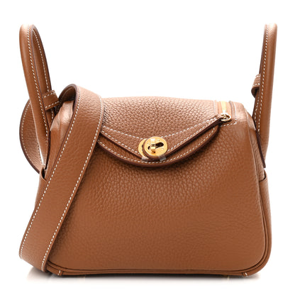Hermes Taurillon Clemence Mini Lindy 20 Gold 1 of 9