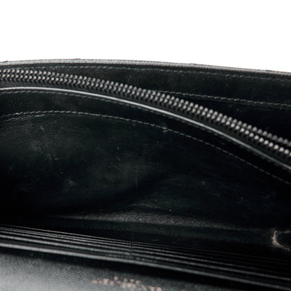 Saint Laurent Grain De Poudre Matelasse Chevron Monogram Monochrome Chain Wallet Black 14 of 15