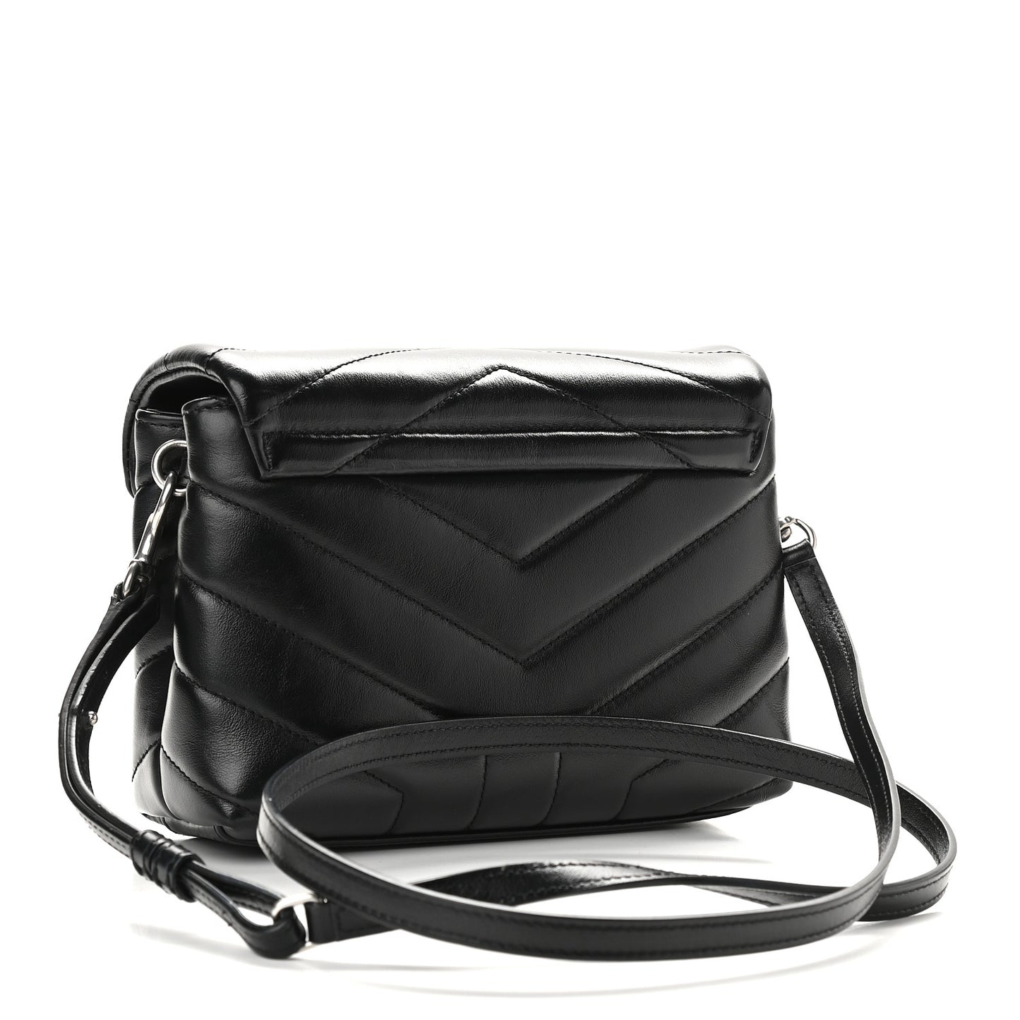 Calfskin Y Quilted Monogram Toy Loulou Crossbody Bag Black