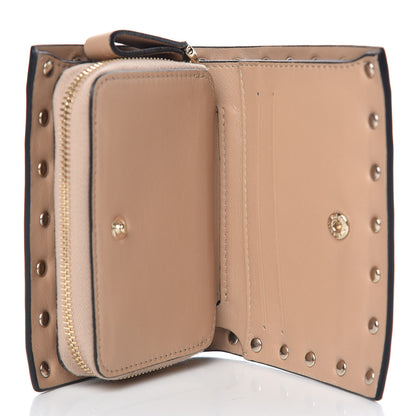 Valentino Garavani Calfskin Rockstud Compact Bi-Fold Wallet Camel Rose 6 of 8