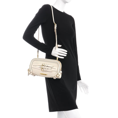 Burberry Bridle Calfskin Woven Alma Clutch White 2 of 13
