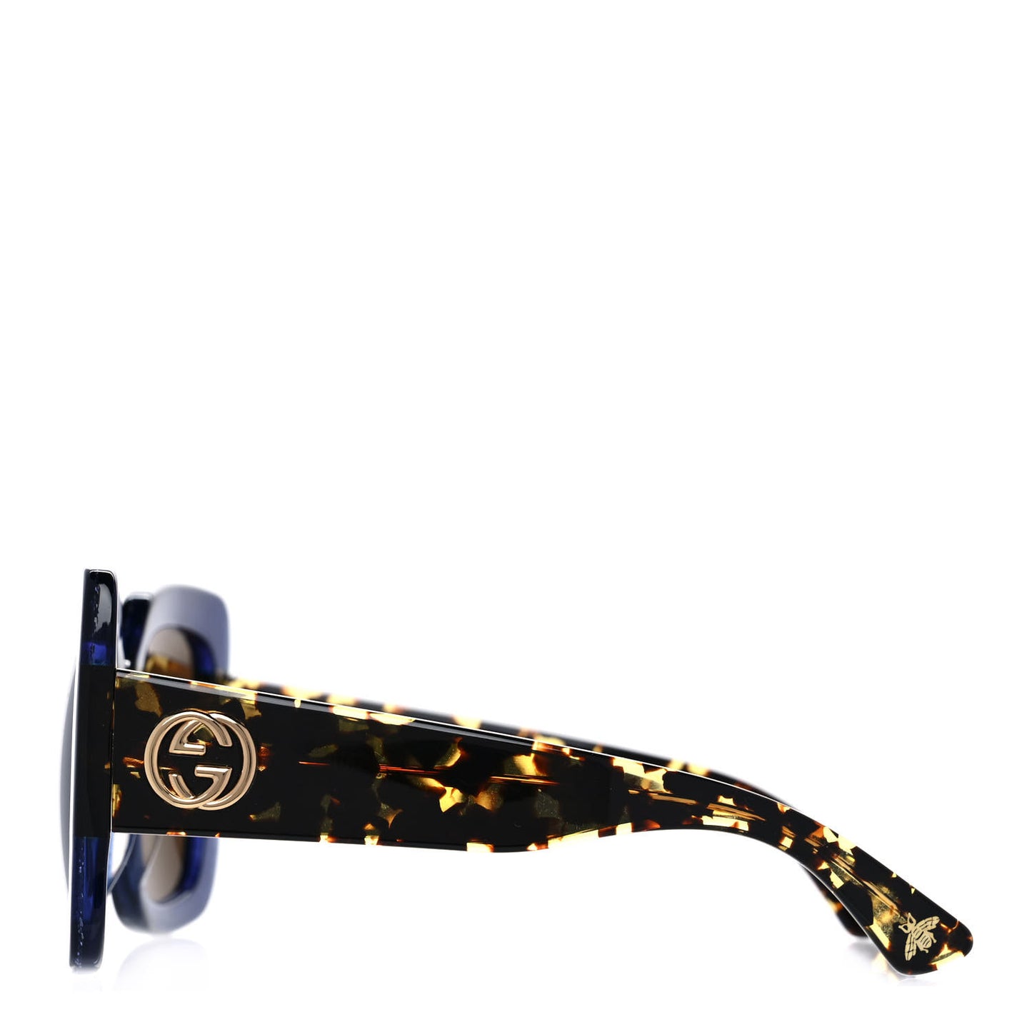 Square Frame GG0083S Sunglasses Glitter Blue Havana Brown