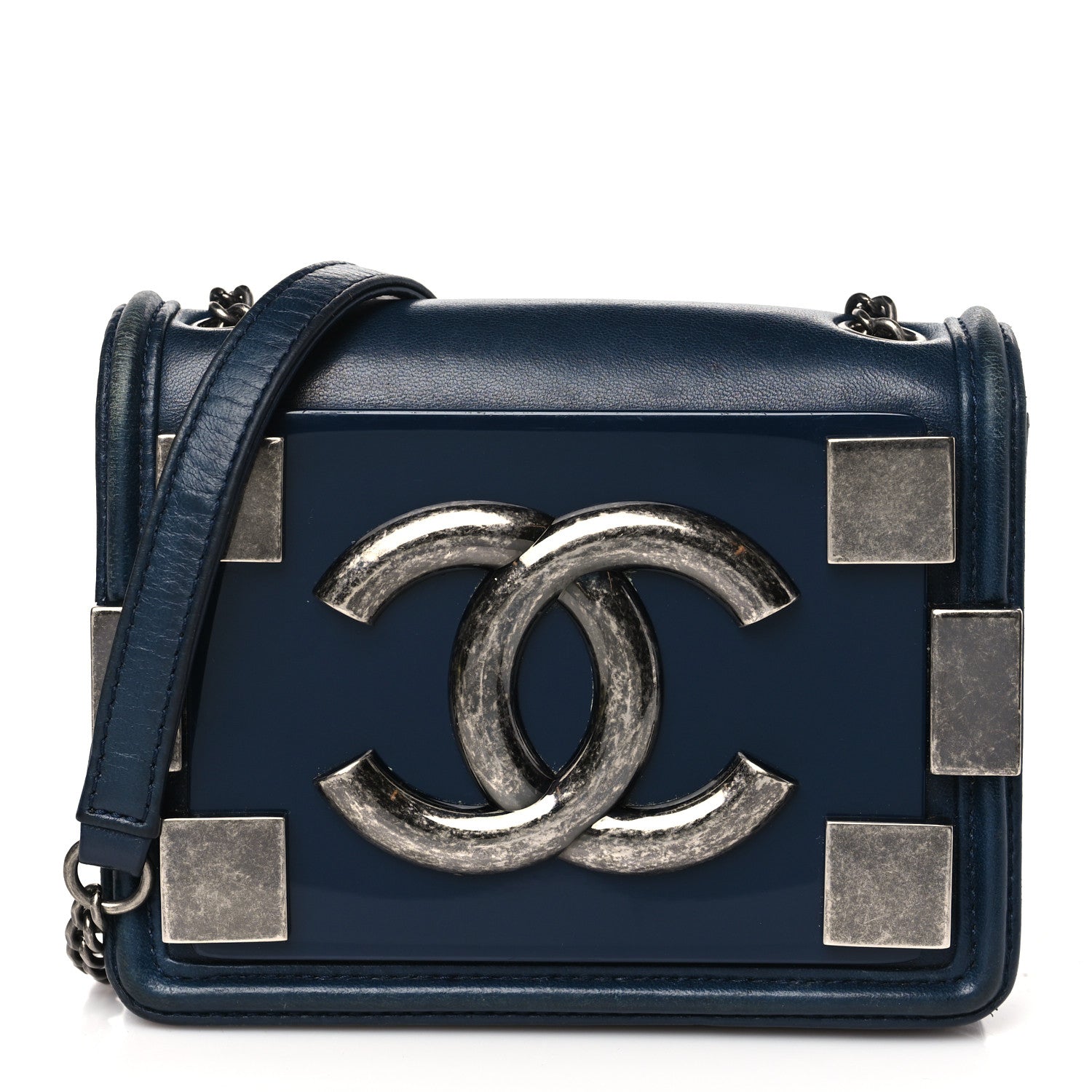 Chanel Plexiglass Lambskin Mini Boy Brick Flap Blue 1 of 11