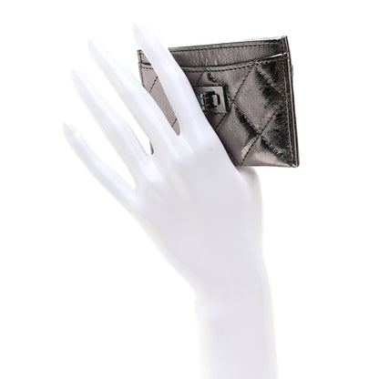 Chanel Metallic Aged Calfskin Quilted Reissue Card Holder Silver 2 of 9