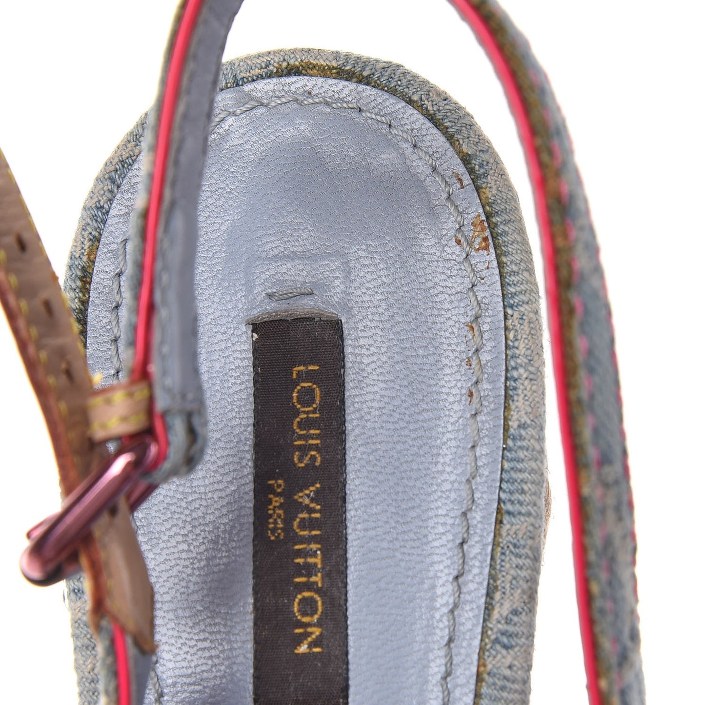 Denim Monogram Espadrille Wedge Sandals 40 Blue