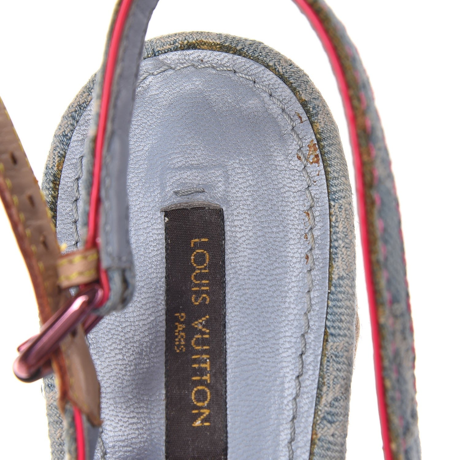 Louis Vuitton Denim Monogram Espadrille Wedge Sandals 40 Blue 12 of 13