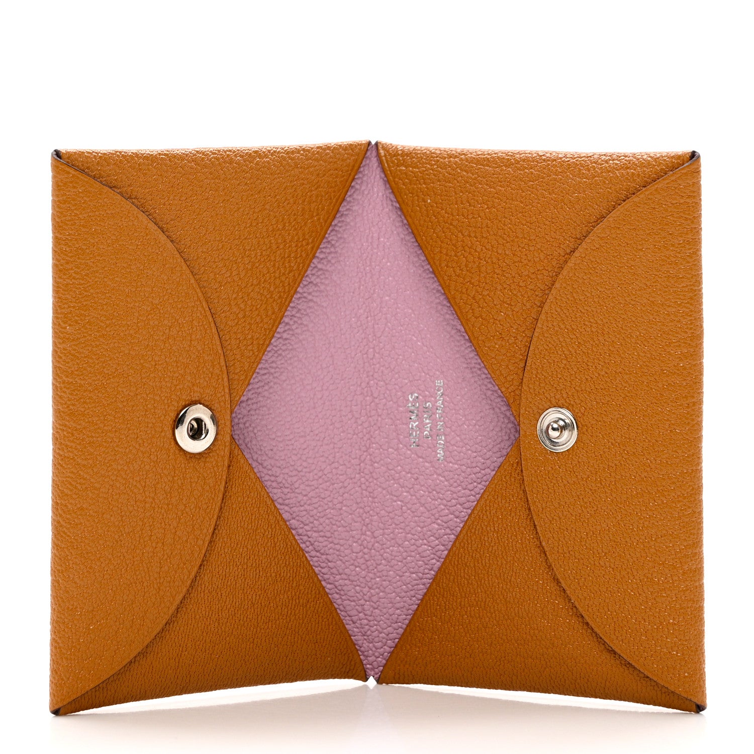 Hermes Chevre Mysore Verso Calvi Card Case Caramel Rose Sakura 5 of 6
