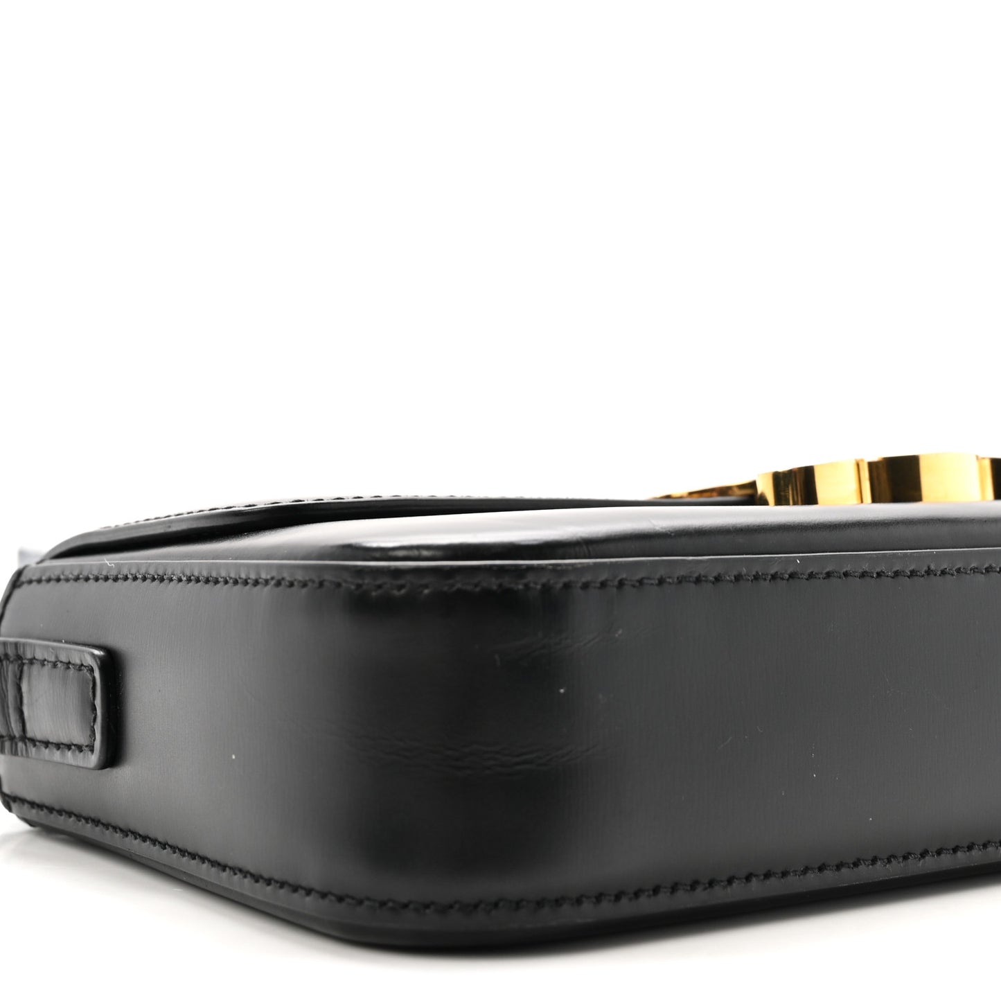 Shiny Calfskin Triomphe Shoulder Bag Black