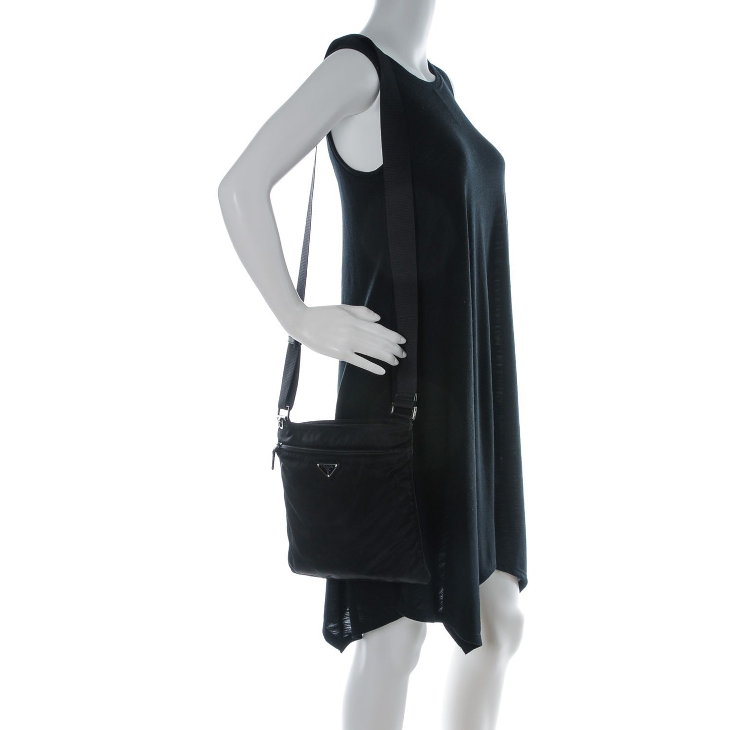 Nylon Vela Flat Messenger Bag Black