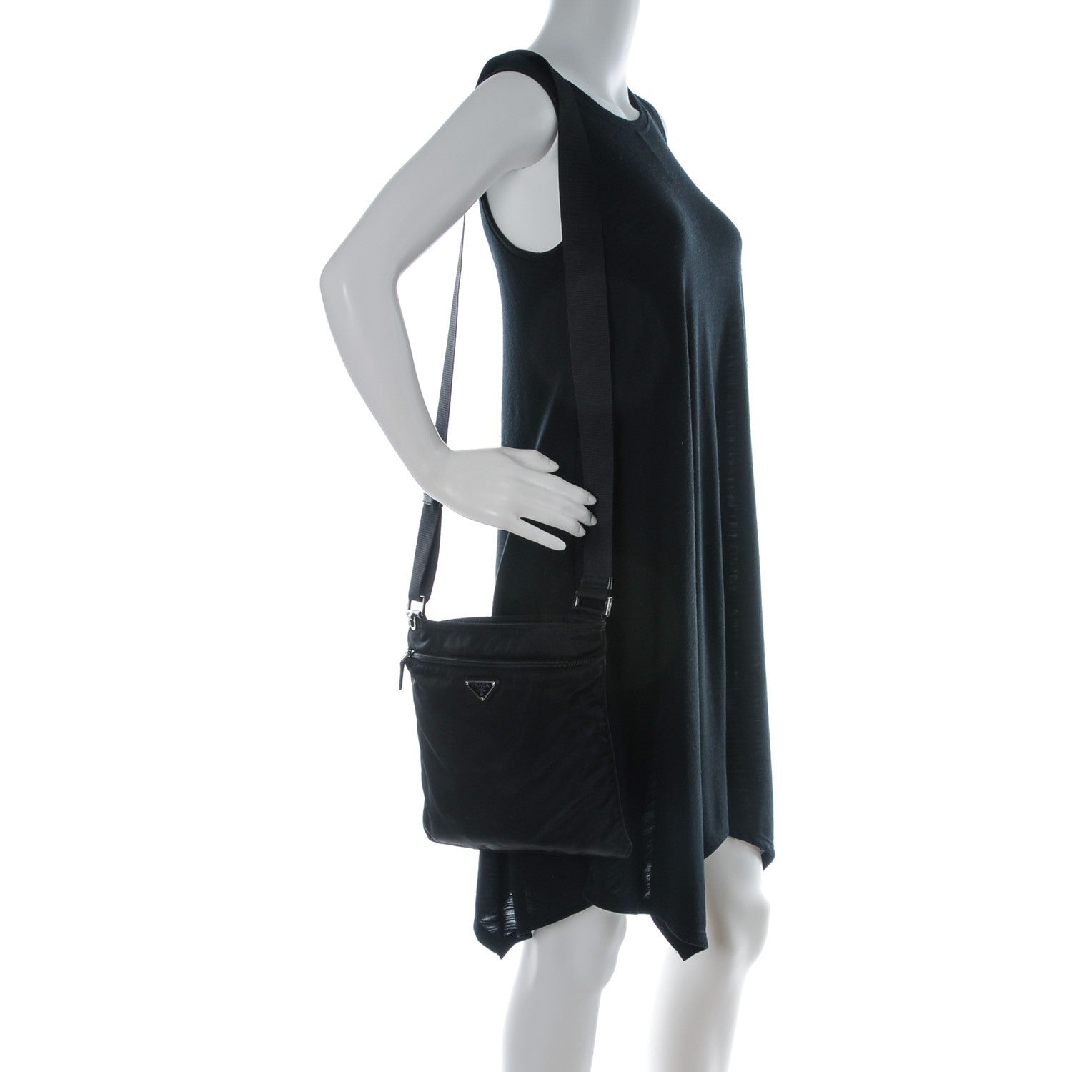 Prada Nylon Vela Flat Messenger Bag Black 2 of 8