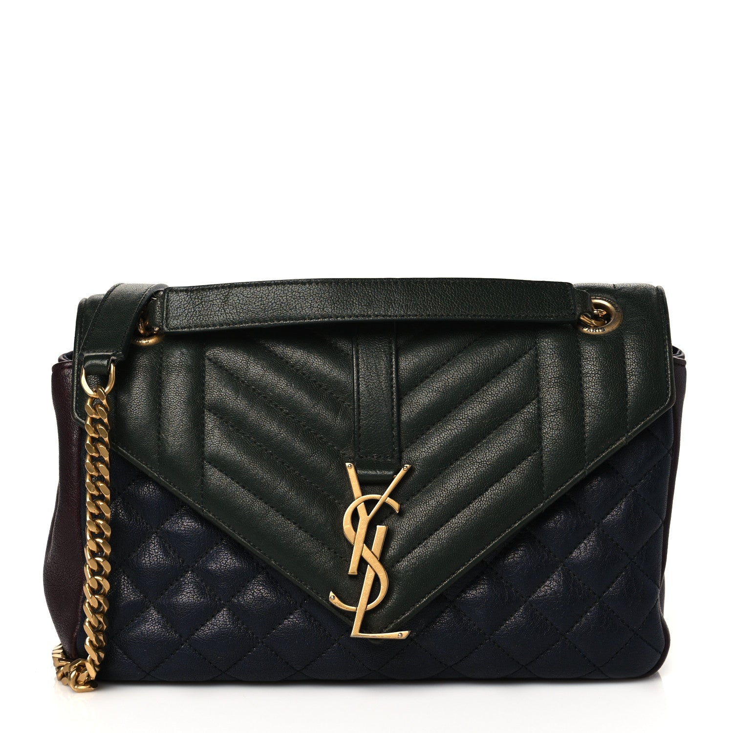 Saint Laurent Sheepskin Tri-Color Tri-Quilt Monogram Medium College Bag 1 of 9