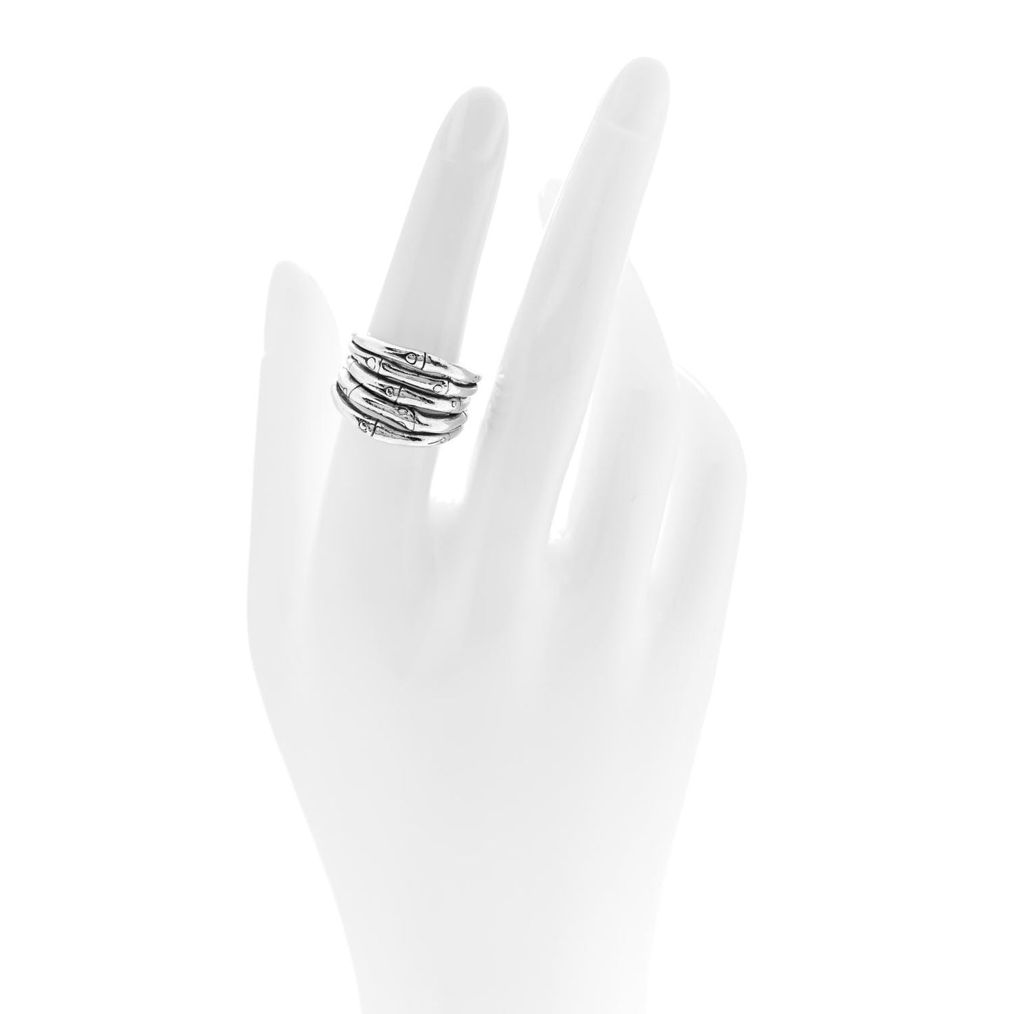 Sterling Silver Wide Bamboo Ring 53 6.5
