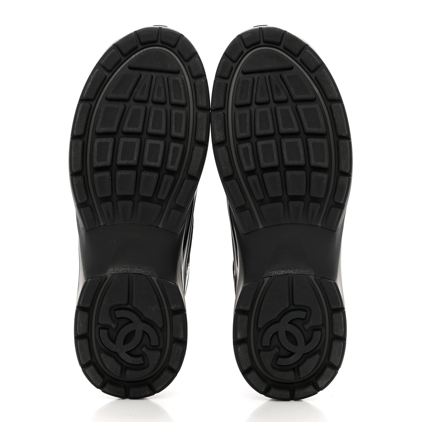 Fabric Laminated Calfskin Stretch CC Womens Sneakers 41 Black