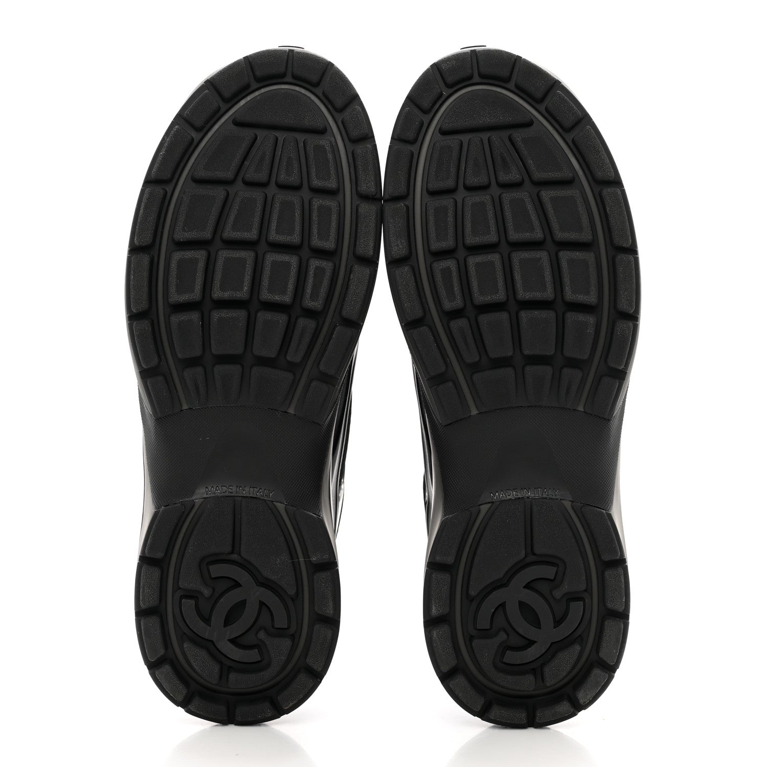 Chanel Fabric Laminated Calfskin Stretch CC Womens Sneakers 41 Black 5 of 9