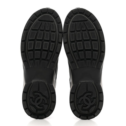 Chanel Fabric Laminated Calfskin Stretch CC Womens Sneakers 41 Black 5 of 9