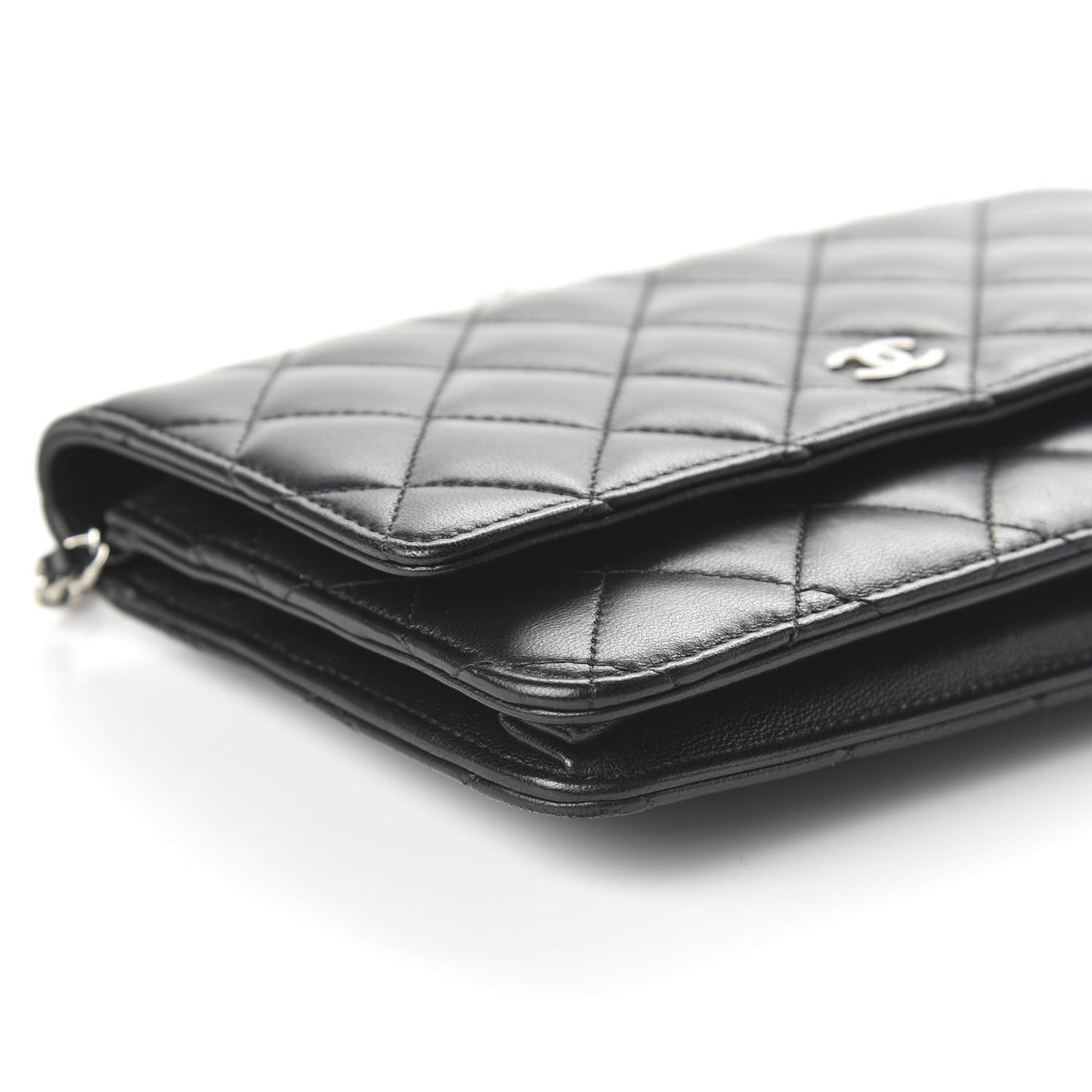 Lambskin Quilted Wallet On Chain WOC Black