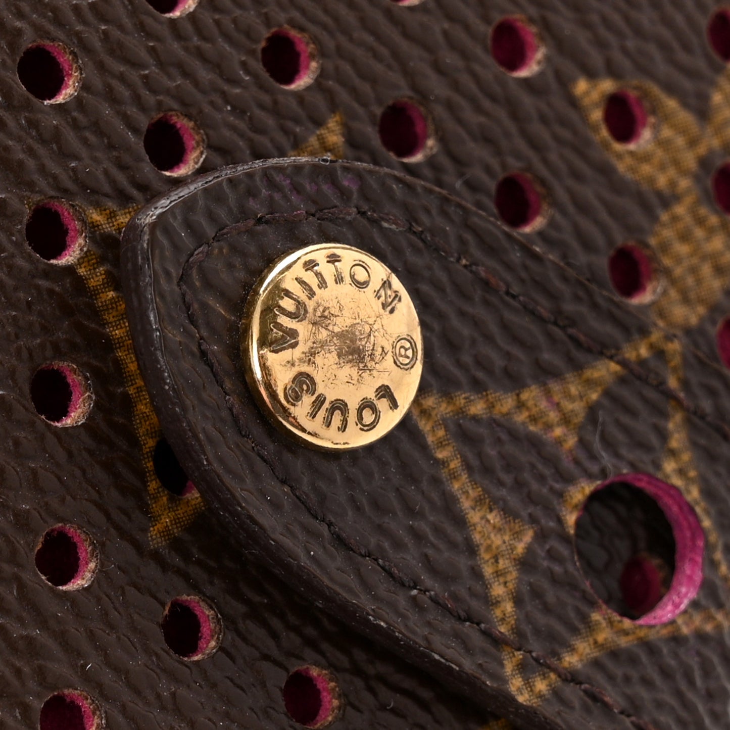 Monogram Perforated Compact Zipped Wallet Fuchsia