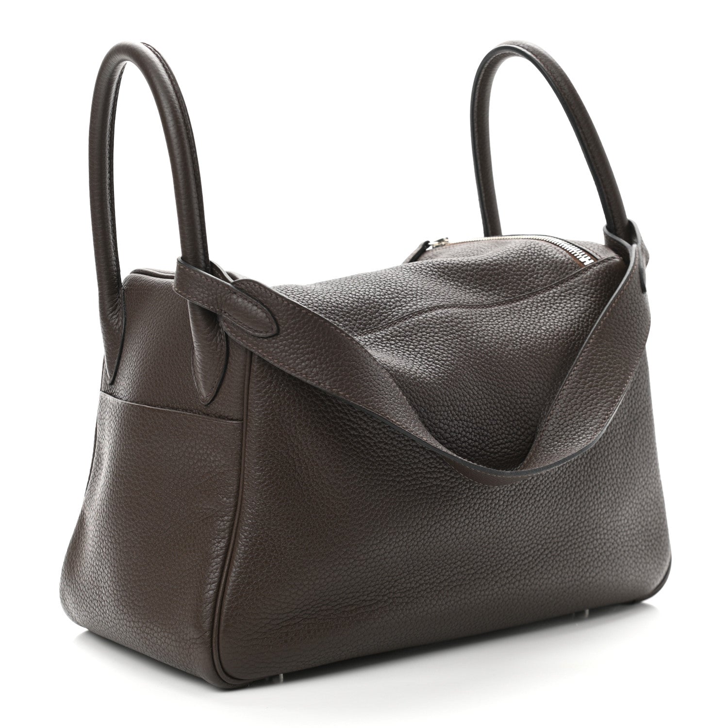 Hermes Taurillon Clemence Lindy 30 Chocolate 3 of 10