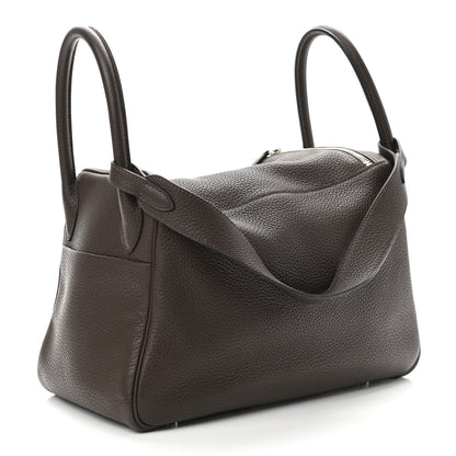 Hermes Taurillon Clemence Lindy 30 Chocolate 3 of 10