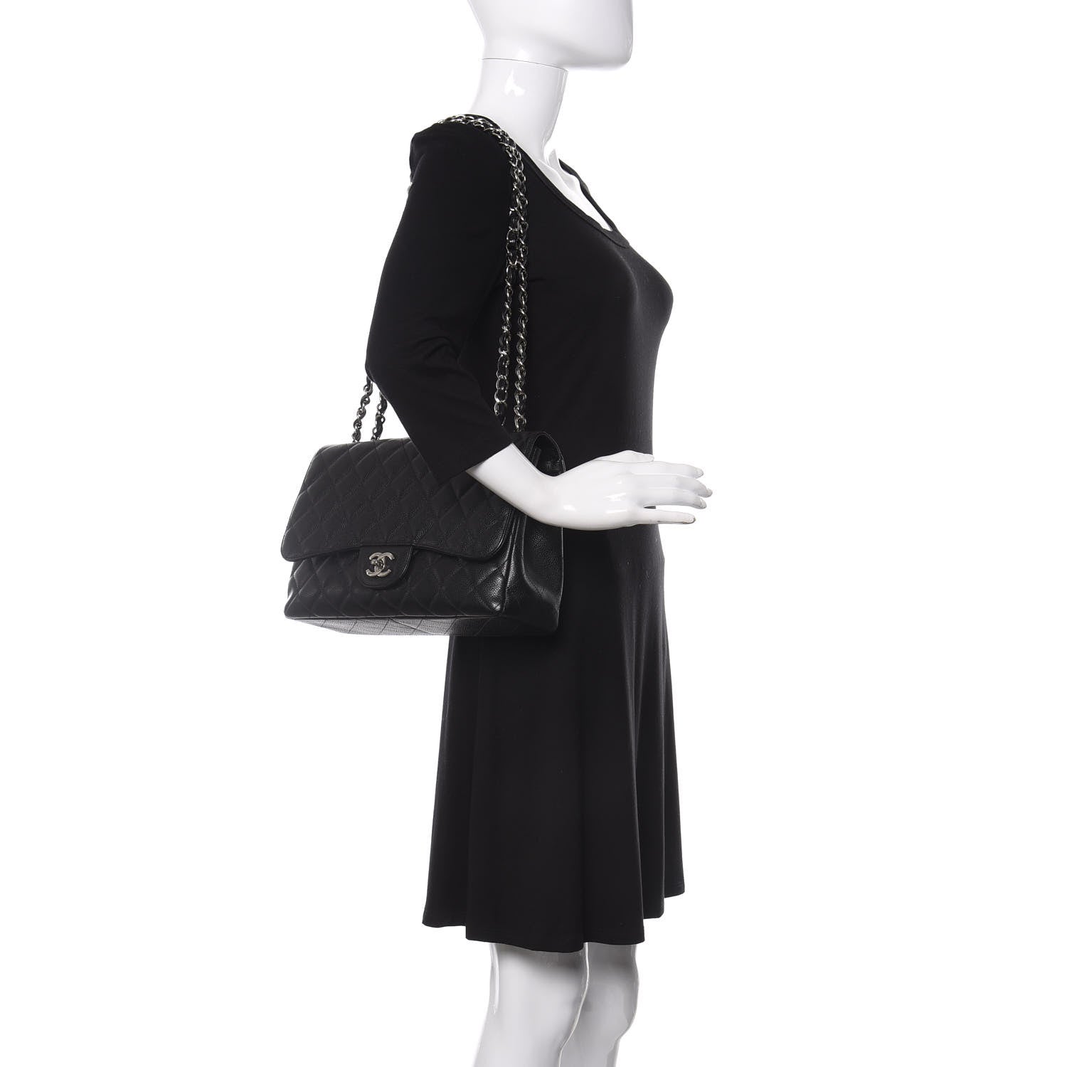 Chanel Caviar Quilted Jumbo Single Flap Black 2 of 11