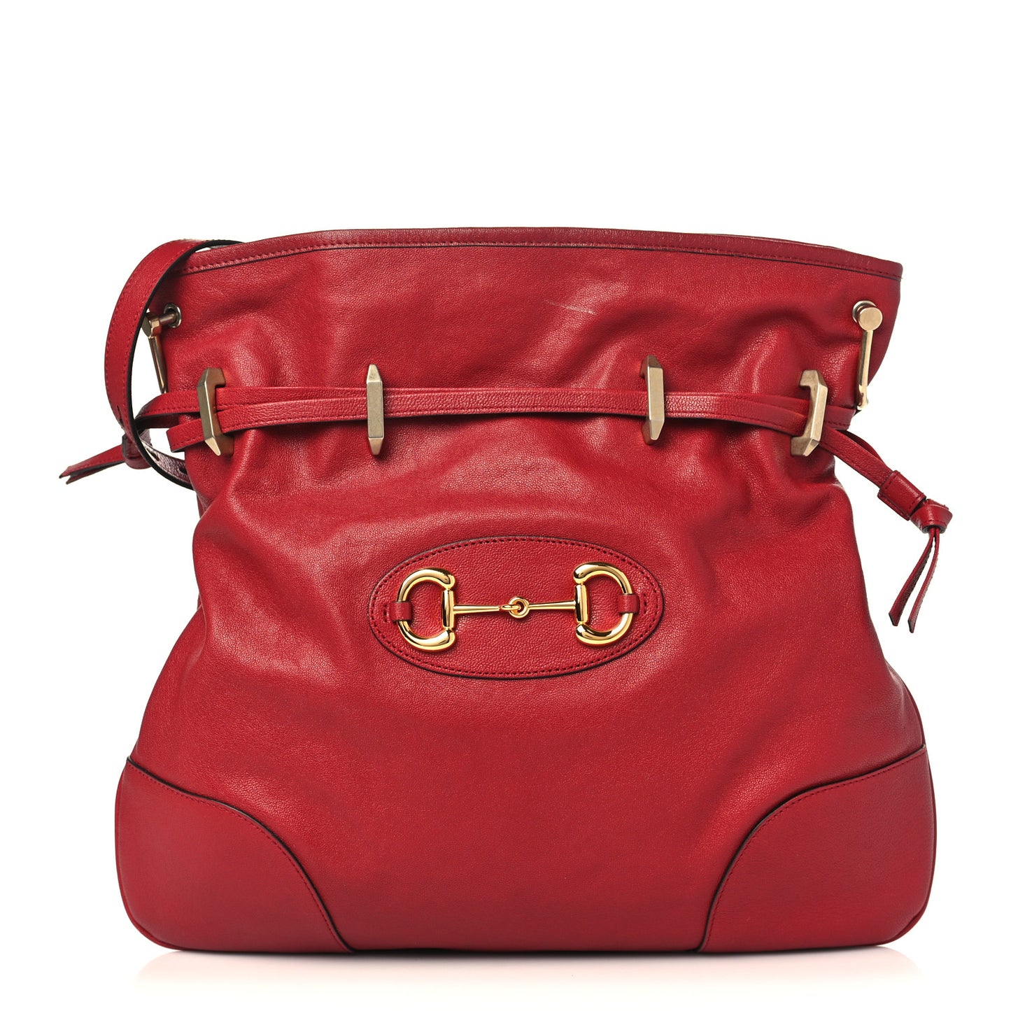 Sakai Be Green Calfskin Horsebit 1955 Cinch Top Messenger Bag New Cherry Red