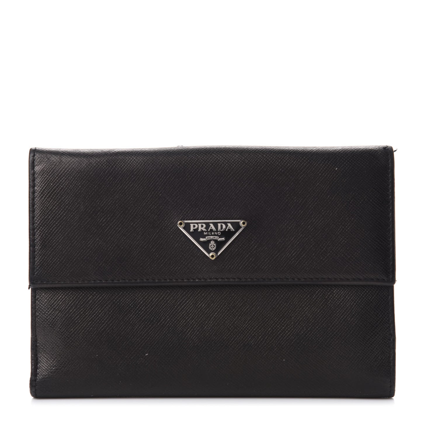 Saffiano Tri-Fold Compact Wallet Black