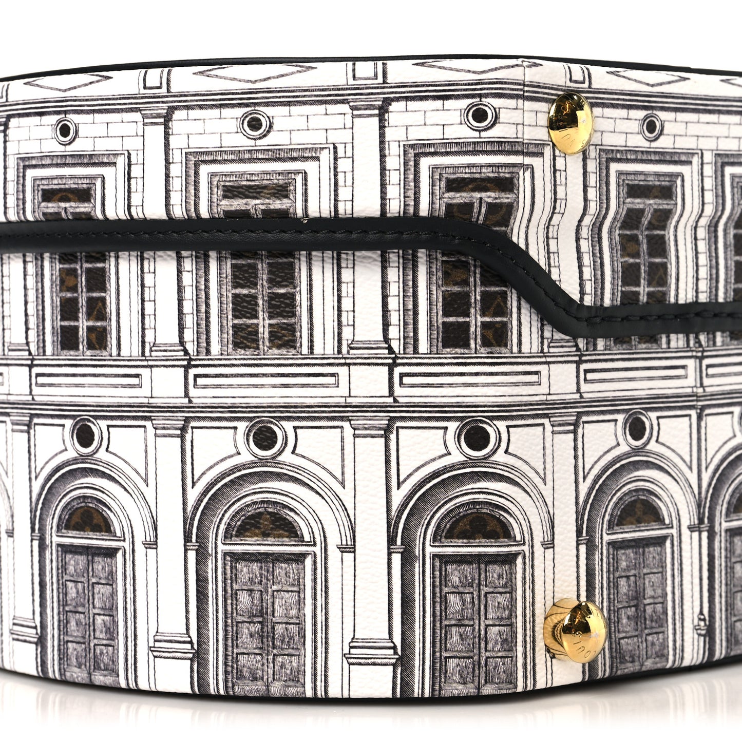 X FORNASETTI Calfskin Architettura Petite Boite Chapeau White Black
