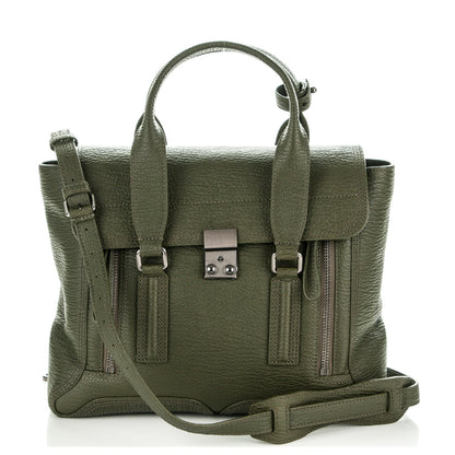 3.1 Phillip Lim 3.1 Textured Calfskin Medium Pashli Satchel Military Green 1 of 7