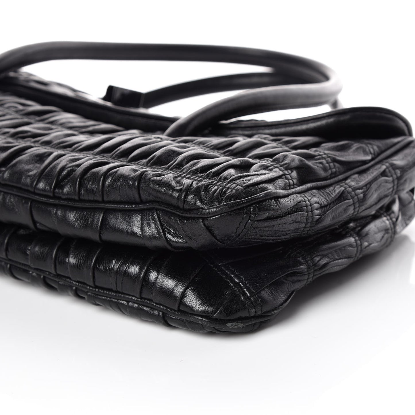 Nappa Gaufre Flap Bag Black