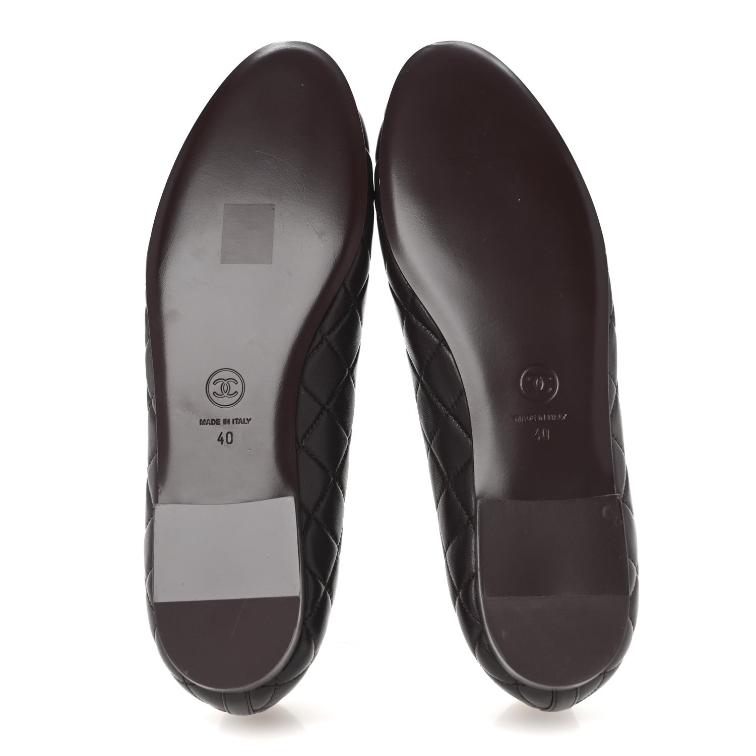 Chanel Lambskin Quilted CC Ballerina Flats 40 Dark Purple 6 of 12