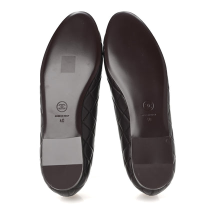 Chanel Lambskin Quilted CC Ballerina Flats 40 Dark Purple 6 of 12