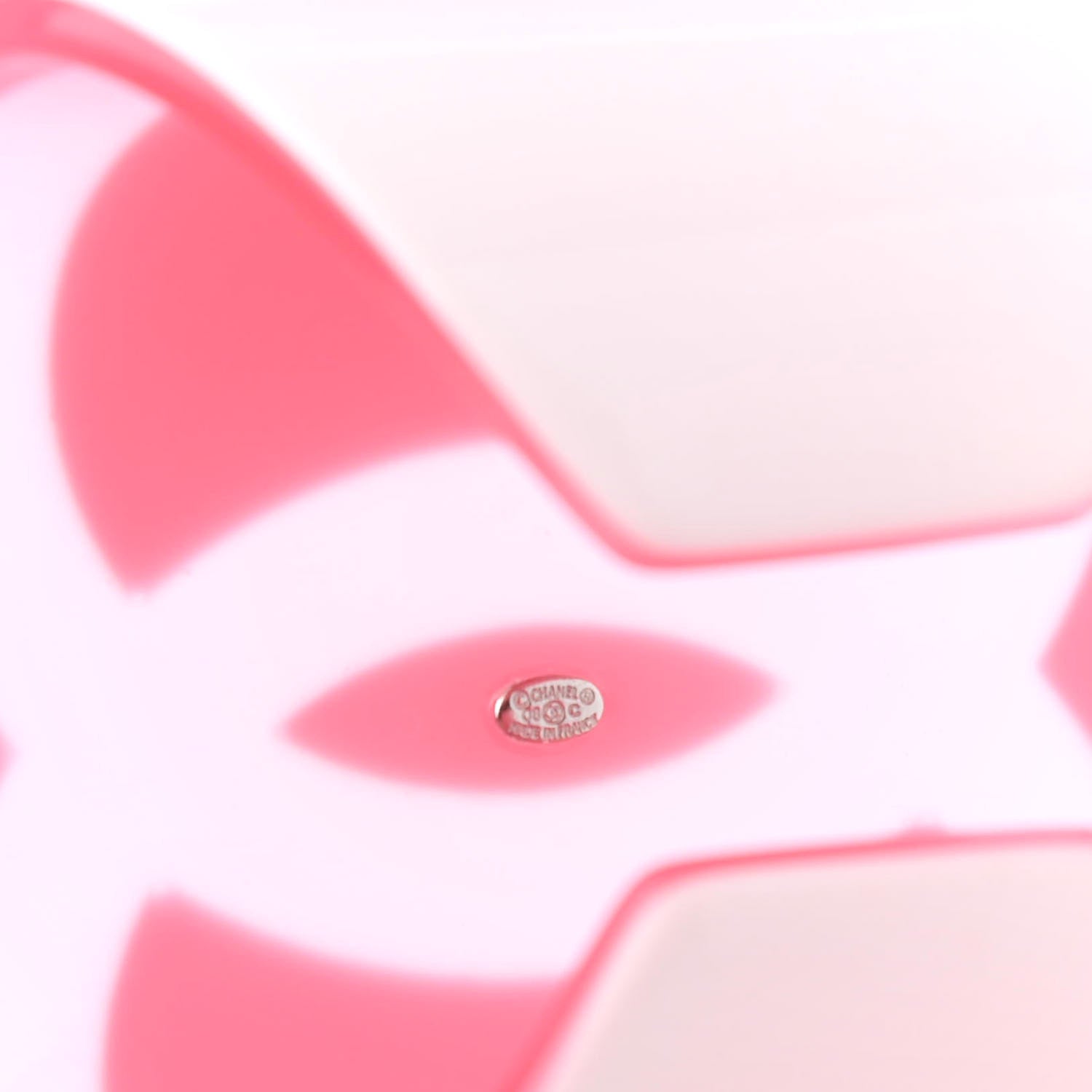 Chanel Resin CC Wide Cuff White Pink 4 of 4